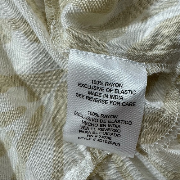 PATRONS OF PEACE Boho Smock Waist Dress Tiered Ruffles Tassels Celery & White‎ S - Picture 7 of 13